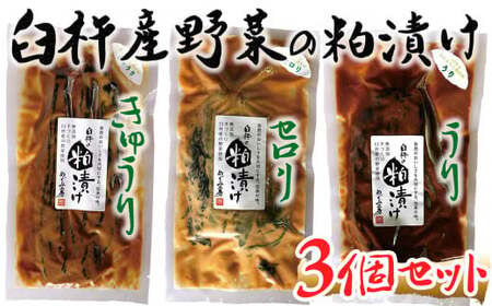 3種の味が楽しめる!地元酒蔵の酒粕で漬けた粕漬け3種セット(うり・きゅうり・セロリ)