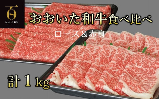 おおいた和牛 黒毛和牛うす切り2種食べ比べ(約1kg)