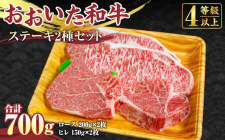 [おおいた和牛]ステーキ2種セット ロース 200g×2枚 ヒレ 150g×2枚 合計 700g 牛肉 希少部位 赤身 国産 ヒレ肉