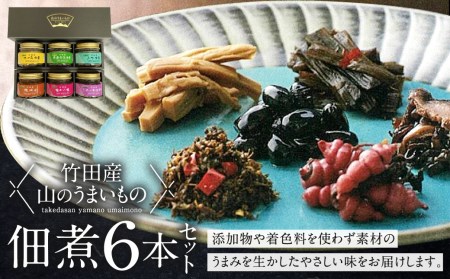 [竹田産]山のうまいもの 佃煮 6本セット 保存料不使用 しそ 竹の子 きくらげ ふき ちょろぎ 黒豆 梅干