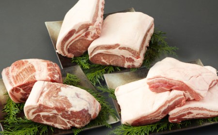 [3回定期便]大分県産ブランド豚「米の恵み」3種ブロック 食べ比べ 計7kg ロース 肩ロース バラ肉 豚肉