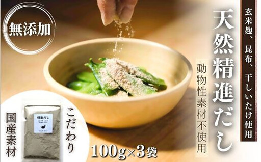 天然精進だし(昆布・しいたけ・玄米麹)100g×3袋 | だし 出汁 ヴィーガン