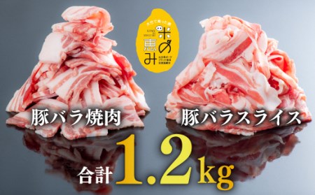 0C1-109 [合計1.2kg]中川さんちの米の恵み豚バラスライス600g、豚バラ焼肉600g
