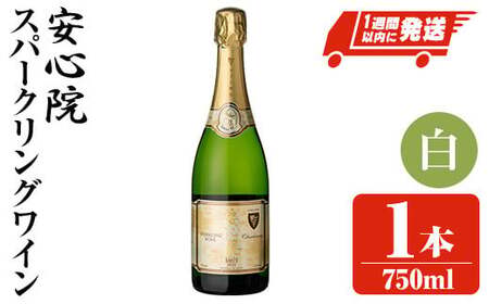 安心院スパークリングワイン 白(750ml)酒 お酒 ワイン 白ワイン スパークリングワイン アルコール 飲料 ぶどう 葡萄[107300501][時枝酒店]
