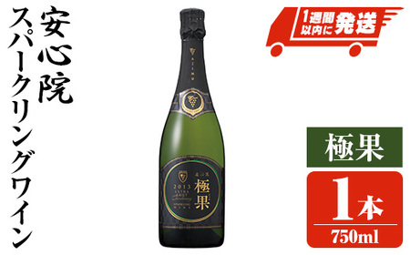 安心院スパークリングワイン 極果(熟成白) 2013(750ml)酒 お酒 ワイン スパークリングワイン ぶどう 葡萄[107305200][時枝酒店]