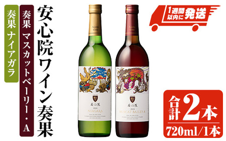 安心院ワイン 奏果セット ナイアガラ/マスカット・ベーリーA (720ml×2本) 酒 お酒 ワイン ぶどう 葡萄 飲み比べ [時枝酒店][107306100]