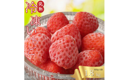 大分県産 冷凍いちご 約600g×3パック 合計約1.8kg 急速冷凍 個装 いちご イチゴ 苺 フルーツ 果実 完熟