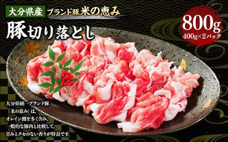 大分県産 [米の恵み] 豚 切り落とし 800g(400g×2パック) 豚肉 小分け しゃぶしゃぶ おかず 国産 ポーク 肉 冷凍