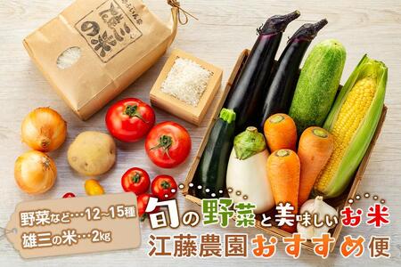 江藤農園おすすめ[旬の野菜(12〜15種類)とお米(2kg)]のセット | 湯布院 詰め合わせ