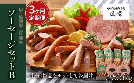 【定期便 全3回】【由布院燻製工房 燻家】ソーセージセットB 計530g×３回＜小分け7品をセットしてお届け＞