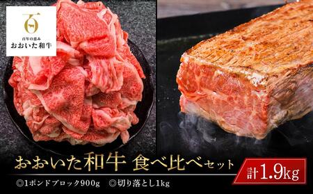 おおいた和牛 食べ比べ セット 計1.9kg(1ポンドブロック約900g・切り落とし1kg)