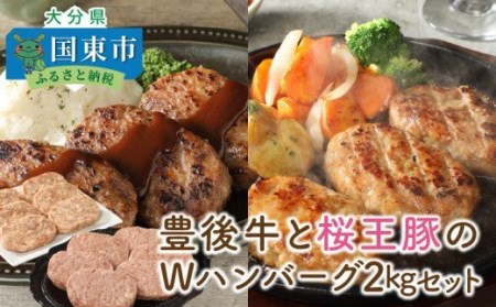 1485R_豊後牛と桜王豚のWハンバーグ2kgセット
