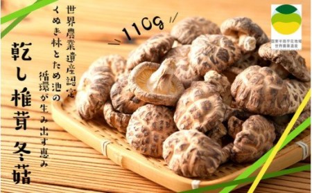 1887R_乾し椎茸 冬菇110g(国東半島宇佐地域世界農業遺産ブランド認証品) / 椎茸 しいたけ シイタケ 乾物 国産