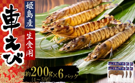 生食用凍眠凍結姫島車えび(養殖)約200g(4尾〜5尾)×6パック A3