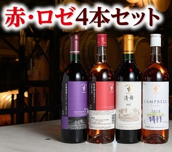 [北海道]十勝ワイン赤・ロゼ4本セット 辛口ワイン 北海道ワイン 甘口ワイン 人気ワイン ビンテージ