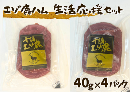 北海道 十勝エゾ鹿ハム スライス160g(40g×2袋×2種)生活応援セット 冷凍 小分け ジビエ ヘルシー シカ しか 切るだけ モモハム パストラミハム 高タンパク質 筋トレ 野生鹿