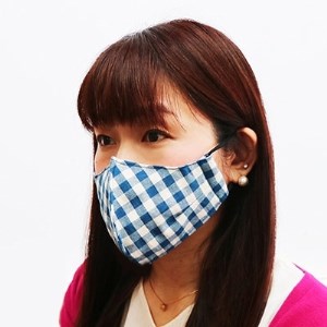 藍染マスク(チェック柄)AG03_雑貨・日用品 日用品 _
