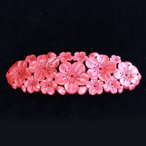 つげ細工 バレッタ(桜/拭き漆仕上げ) 約11cm×3.5cm