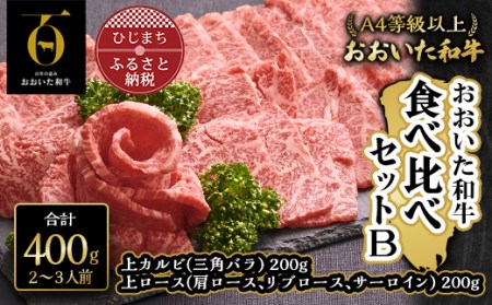 おおいた和牛 食べ比べセットB( 上カルビ & 上ロース )(合計400g)2〜3人前_牛肉 肉 和牛 おおいた和牛 国産牛 お肉 肉セット 焼肉 食べ比べ_[配送不可地域:離島]