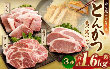 とんかつ 3種食べ比べセット 大分県産 豚肉 合計約1.6kg [米の恵み] ロース 肩ロース モモ トンカツ