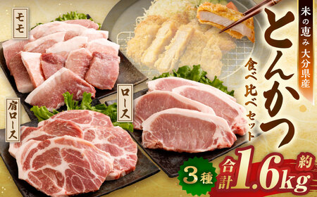 とんかつ 3種食べ比べセット 大分県産 豚肉 合計約1.6kg [米の恵み] ロース 肩ロース モモ トンカツ