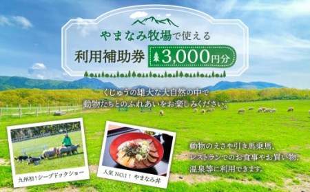 やまなみ牧場 で使える 利用 補助券 ( 3000円分 ) 九重 牧場 ギフト券 利用券 動物 チケット