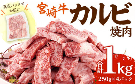 [2025年1月発送]宮崎牛 カルビ(バラ) 焼肉 250g×4パック 合計1kg カルビ 黒毛和牛 国産牛肉