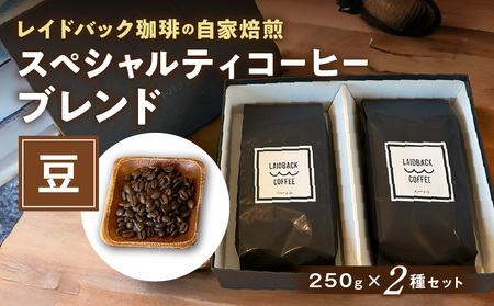 レイドバック珈琲の自家焙煎スペシャルティコーヒーブレンド250g×2種セット(豆)