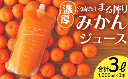 宮崎県産まる搾りみかんジュース(1L×3本 計3L)