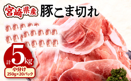 宮崎県産 豚こま切れ (250g×20パック) 合計5kg