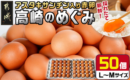 アスタキサンチン入り赤卵「高崎のめぐみ」50個_AA-6801_(都城市) 赤卵(50個 L〜Mサイズ) 採れたて 新鮮たまご 卵かけご飯 お菓子作り 玉子料理 美容 健康 アスタキサンチン入り