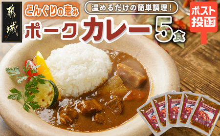 トプカ☆どんぐりの恵みポークカレー5食セット※ポスト投函_LD-J903_(都城市) カレー専門店 手づくり ポークカレー レトルト ポスト投函