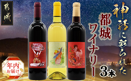 [年内お届け]神話に彩られた都城ワイナリーのお薦め3本≪2024年12月20日〜31日届け≫_MK-3505-HNY_(都城市) 限定アートラベル Tajikarao タジカラオ Kumasotakeru クマソタケル Ishikoridome イシコリドメ 赤ワイン 白ワイン