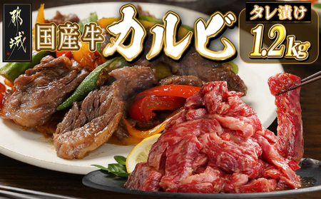 国産牛カルビ タレ漬け1.2kg_14-8401_(都城市) 国産牛 カルビ タレ漬け 600g×2P 合計1.2kg 味付き 味噌・醤油ベースの甘辛タレ 焼肉丼にも