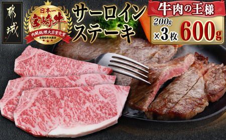 宮崎牛サーロインステーキ(200g×3枚)_AD-N401_(都城市)ステーキ 牛肉 宮崎牛 和牛 国産 サーロイン 600g 贈答用 ギフト