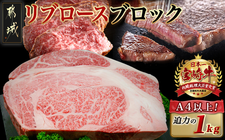 宮崎牛リブロースブロック(1kg)_AD-N405_(都城市) 宮崎県産 宮崎牛 牛肉 和牛 国産 リブ 塊肉 ステーキ ローストビーフ 焼肉 BBQ 1kg 贈答用 ギフト