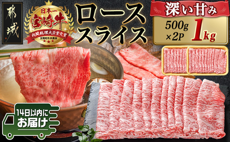 宮崎牛ローススライス(500g×2P)≪みやこんじょ快速便≫_AE-N402-R_(都城市) 宮崎県産宮崎牛 500g×2P 牛肉 ロース スライス すき焼き しゃぶしゃぶ