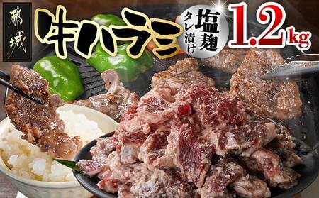 牛ハラミ 塩麹タレ漬け1.2kg_12-3310_(都城市) 味付き牛ハラミ 300gパック 真空 小分け 1200g