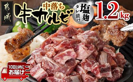 牛中落ちカルビ 塩麹タレ漬け1.2kg≪みやこんじょ特急便≫_AA-3315-Q_(都城市) 味付き牛中落ちカルビ 300g×4パック 真空 小分け 1200g