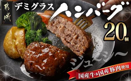 国産の牛豚合挽☆デミグラスハンバーグ20個_MJ-3648_(都城市) デミグラス ハンバーグ 沸騰 簡単 ボイル 合挽き 真空個包装
