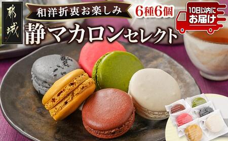 静マカロン 和洋折衷セレクト 6種6個入≪みやこんじょ特急便≫_LE-C207-Q_(都城市) スイーツ ショコラ いちご 塩キャラメル バイオ茶 黒ごま 和三盆 マカロン