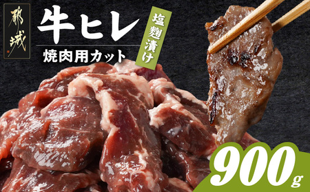 牛ヒレ塩麹タレ漬け900g(焼肉用カット)_LG-3330_(都城市)