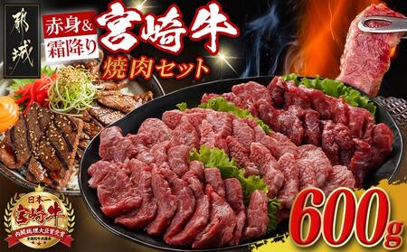 宮崎牛[赤身&霜降り]焼肉セット_16-J701_(都城市) 宮崎県産 宮崎牛 ウデ モモ バラ 焼肉用 600g