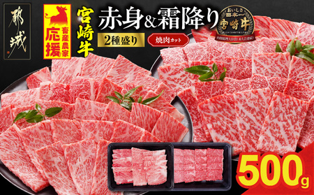 [2026年2月お届け]畜産農家応援! 宮崎牛焼肉2種セット250g×2パック_13-N202-2602_(都城市) お届け月が選べる 赤身 霜降り 食べ比べ 肩ロース ウデ モモ 焼き肉 牛肉 とろける BBQ 焼肉