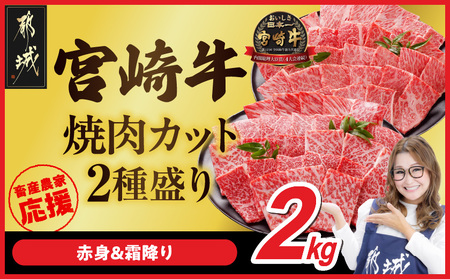 [2026年4月お届け]畜産農家応援! 宮崎牛焼肉2種セット500g×4パック_32-N202-2604_(都城市) 宮崎県産宮崎牛 肩ロース ウデ又はモモスライス 焼肉 (500g×4)2kg