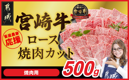 畜産農家応援! 宮崎牛ロース焼肉用 500g_MJ-N207_(都城市) ロース焼肉 500g 宮崎牛 牛肉 宮崎県産 国産 ロース肉 焼き肉 高級 とろける ミヤチク 牛肉