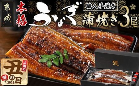 [丑の日]職人手焼きの本格うなぎ蒲焼き3尾≪7月20日〜25日お届け≫_AC-33-003-3-UG_(都城市) 鰻蒲焼 3尾 (総重量450g以上) タレ付き 国産うなぎの蒲焼き 特製たれ付き 冷凍 ウナギ かば焼き うなぎ 土用の丑の日