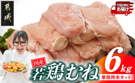 [業務用]国産若鶏むね肉6kg≪みやこんじょ特急便≫_14-33-002-6kg-Q