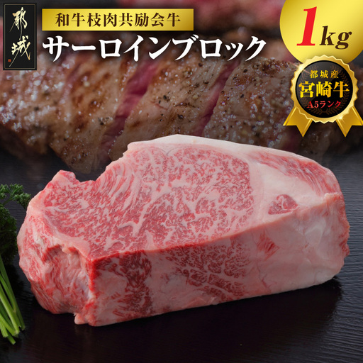 【和牛枝肉共励会牛】(A5)宮崎牛サーロインブロック1kg_AI-25-005_(都城市) 宮崎県 宮崎牛 サーロイン ロース 1000gブロック ステーキ 真空 品評会出展牛 特別セット