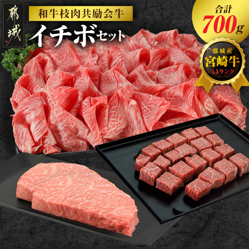 [和牛枝肉共励会牛](A5)宮崎牛イチボセット_18-25-008_(都城市) 宮崎県 宮崎牛 イチボ ステーキ サイコロ 赤身 ウデ・モモ 切り落とし 真空 品評会出展牛 特別セット